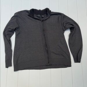 Oscar de la Renta Gray Zip-Up Sweater